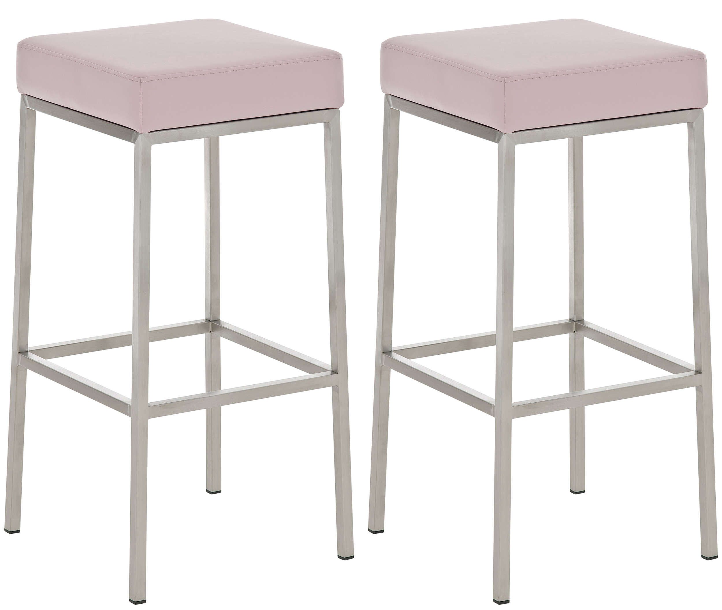 Lot de 2 tabourets de bar Montréal 85 Similicuir Rose Acier inoxydable