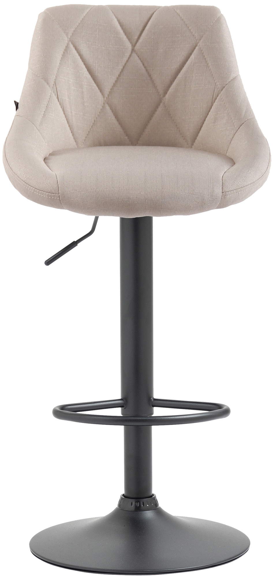 Tabouret de bar Lazio en Tissu Hauteur réglable siège pivotant Crème Noir