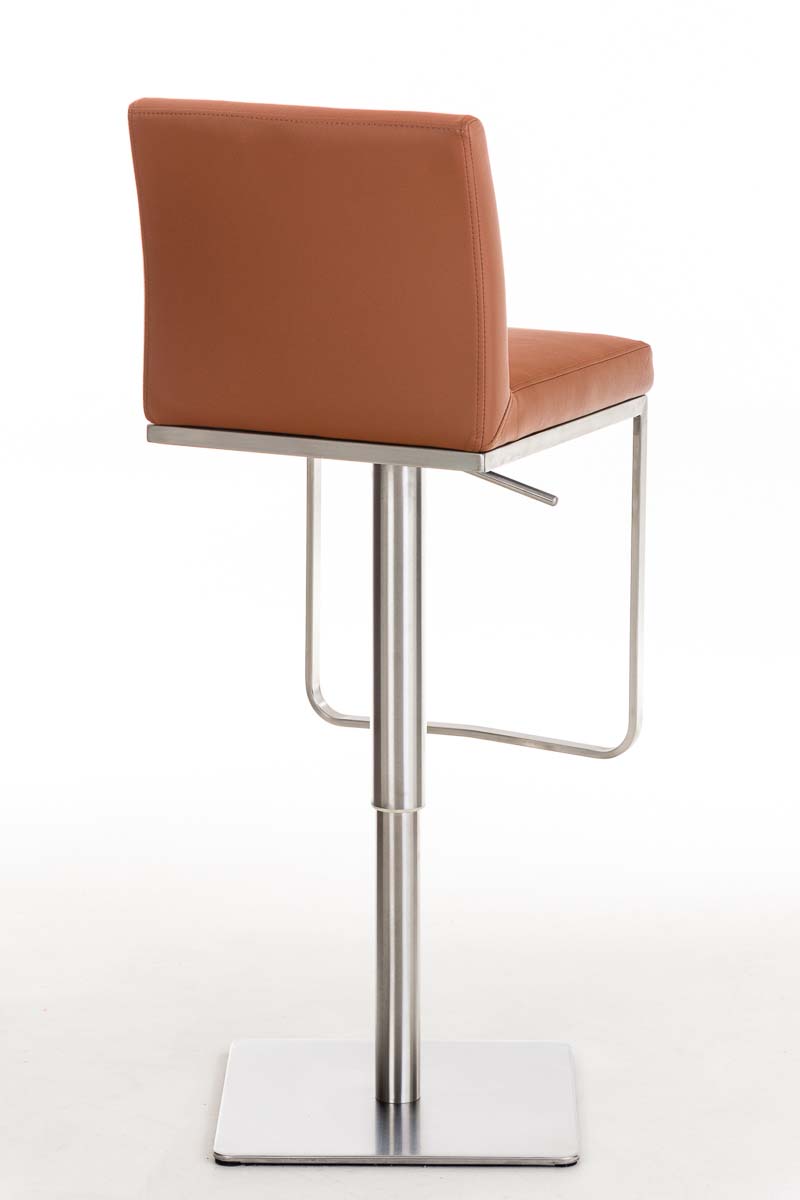 Tabouret de bar Panama en similicuir avec pied en métal Marron clair Acier inoxydable