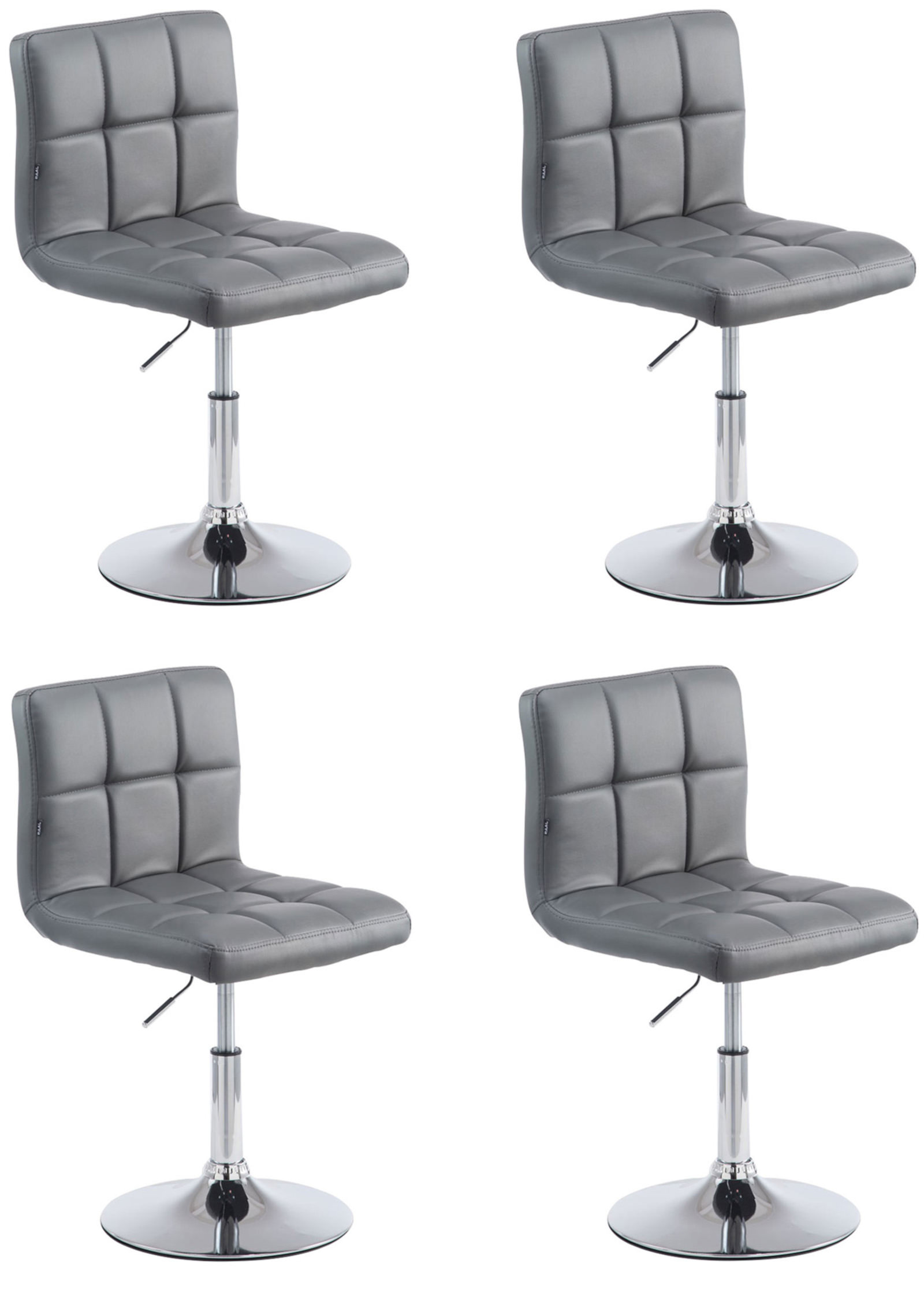 Lot de 4 chaises lounge Palma V2 en similicuir ajustable et pivotant Gris