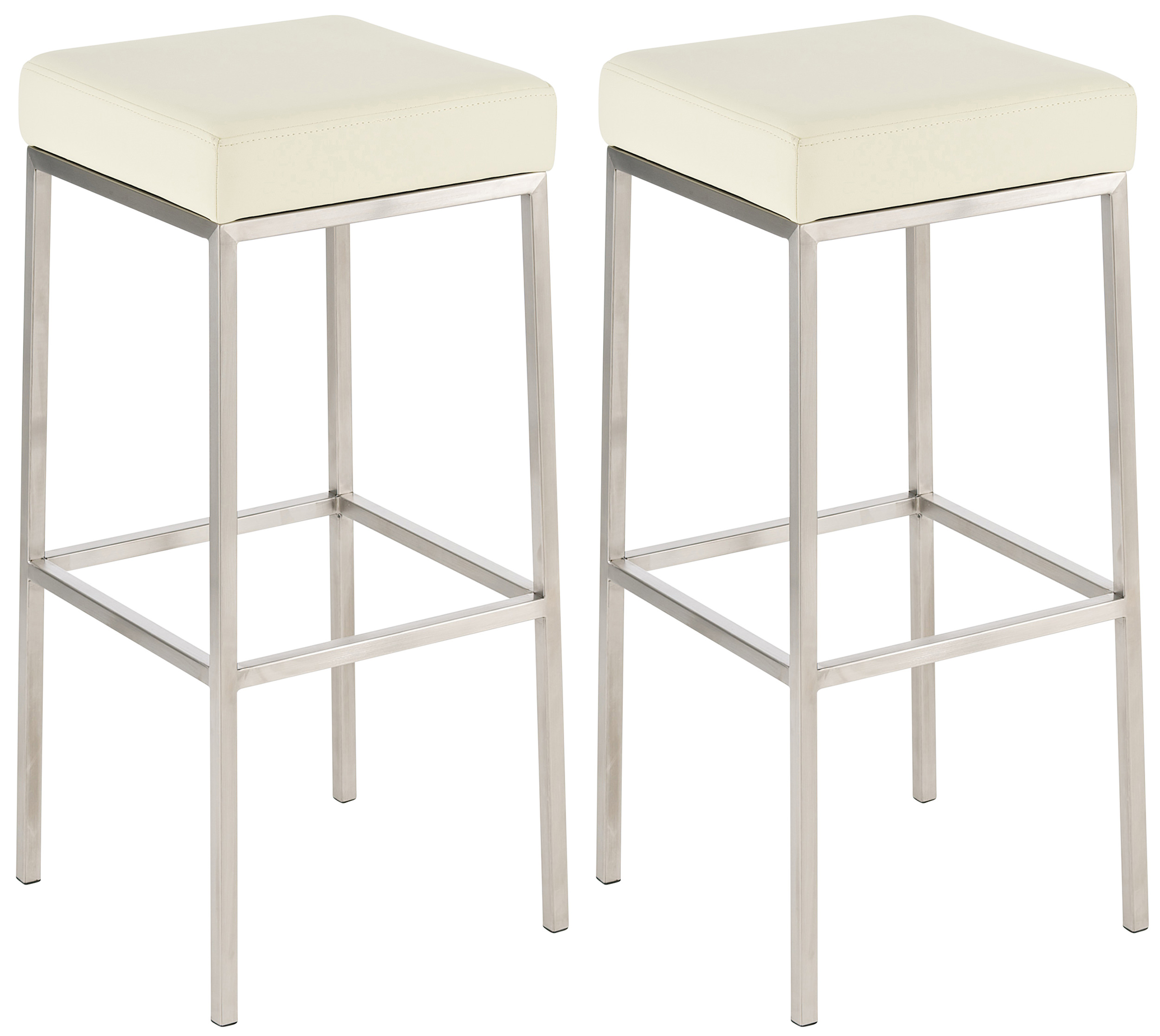 Lot de 2 tabourets de bar Montréal 85 Similicuir Crème Acier inoxydable