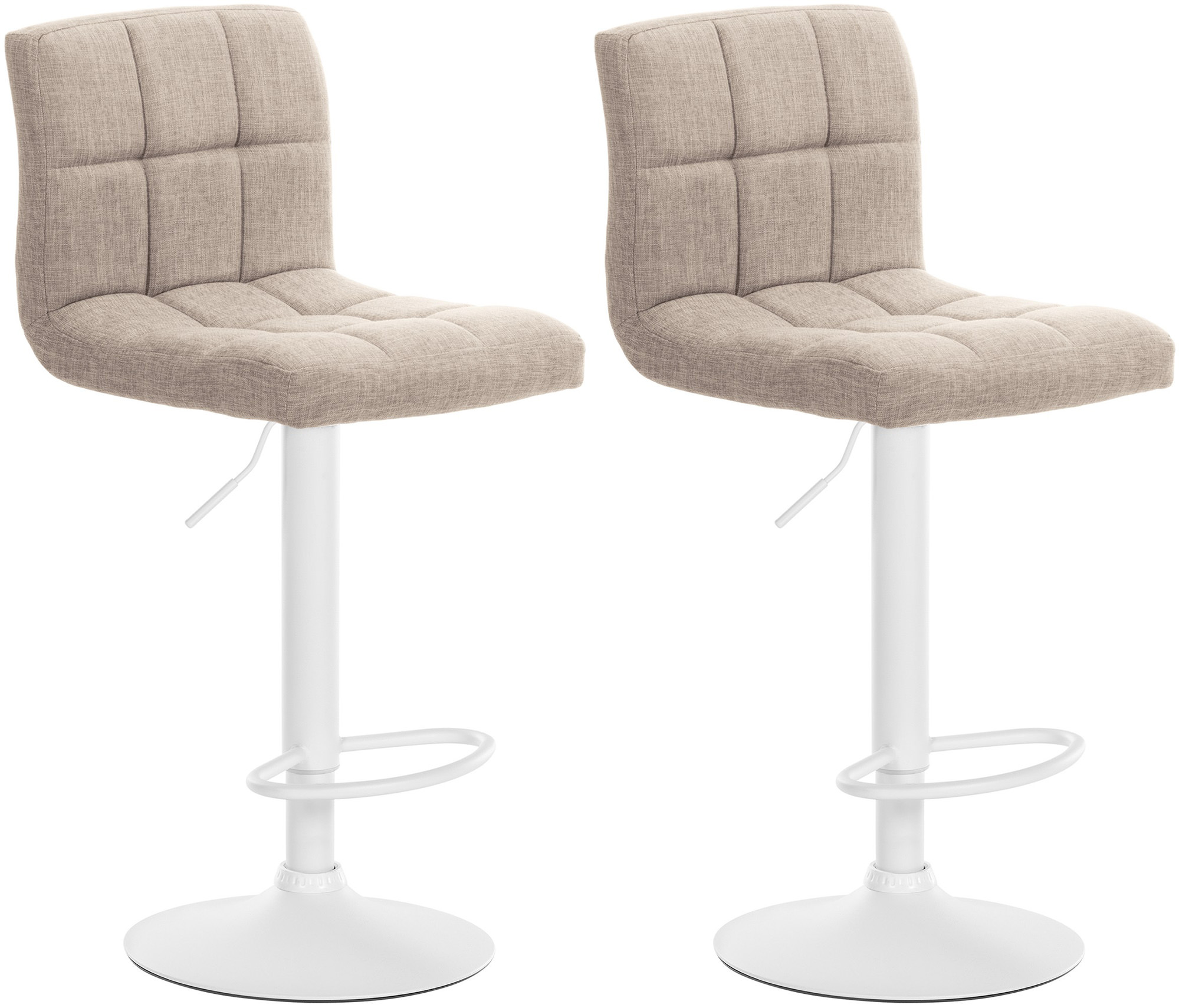 Lot de 2 tabourets de bar Calma tissu Métal blanc mat Crème