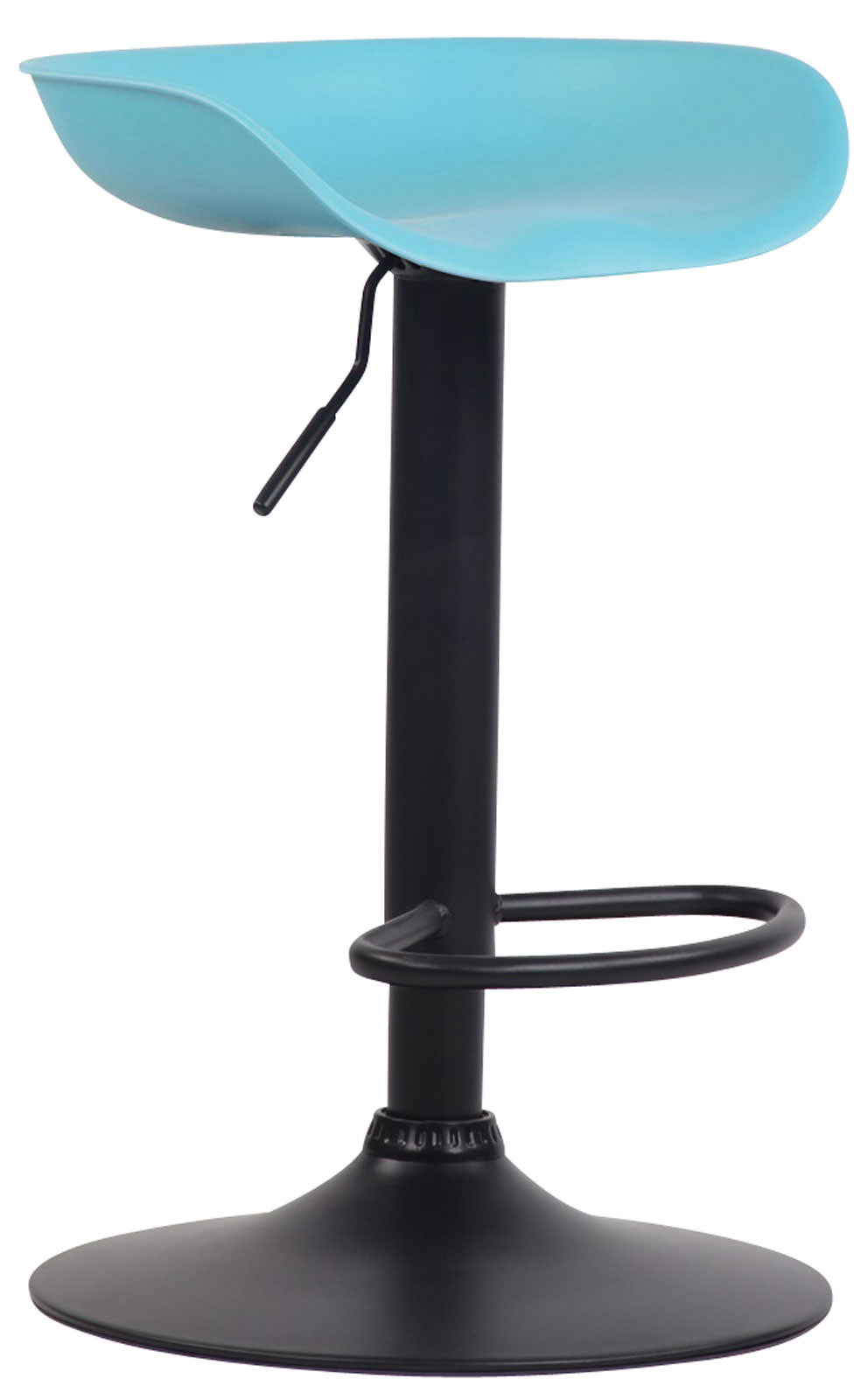 Lot de 4 Tabourets de bar Anaheim assise en plastique et Pied trompette en métal Bleu Noir