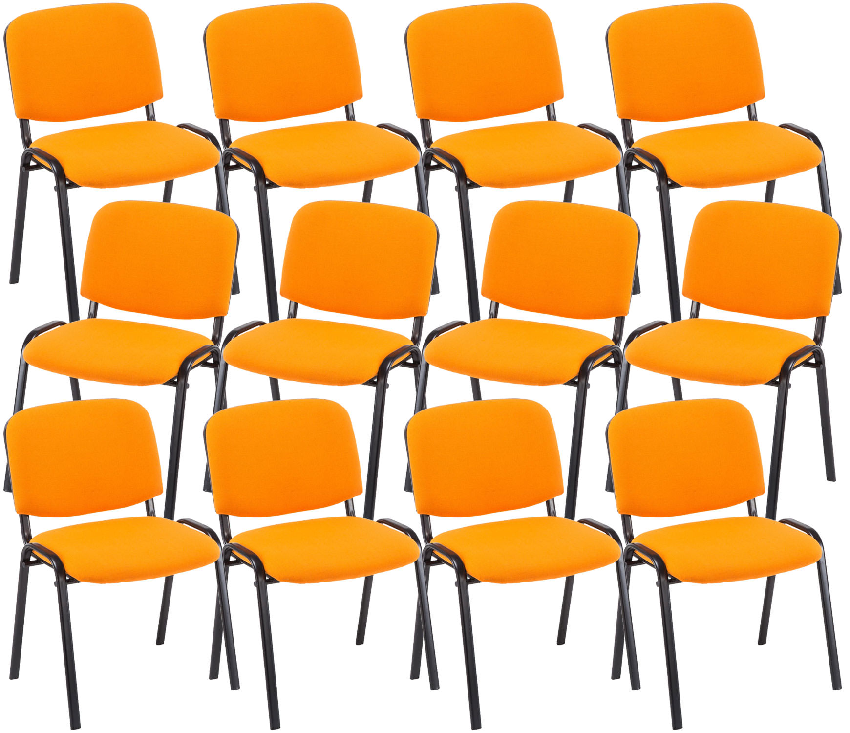 Lot de 12 chaises empilables Ken en tissu Orange