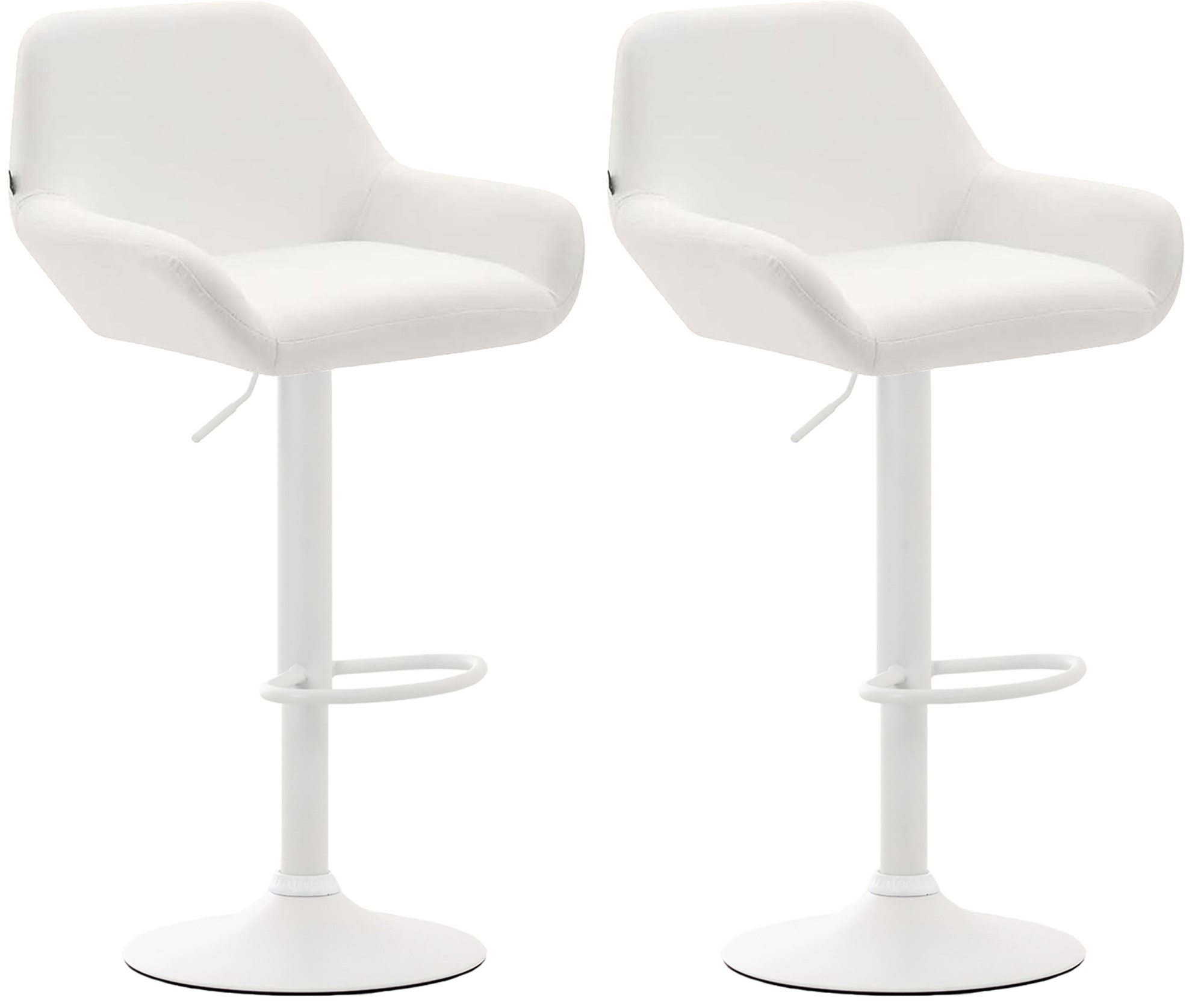 Lot de 2 tabourets de bar Braga en Similicuir Blanc Blanc