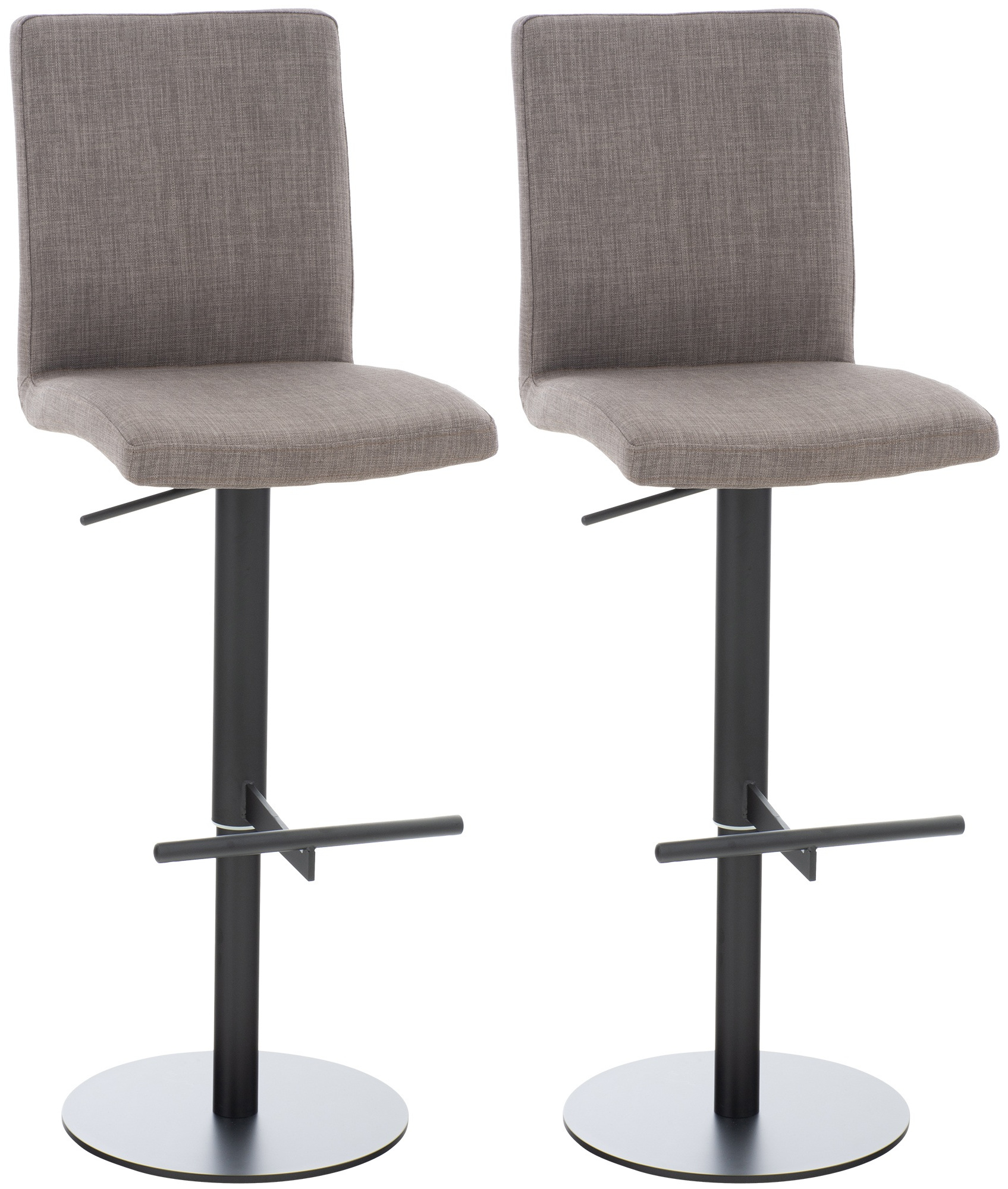 Lot de 2 tabourets de bar Cadiz en Tissu Gris Noir