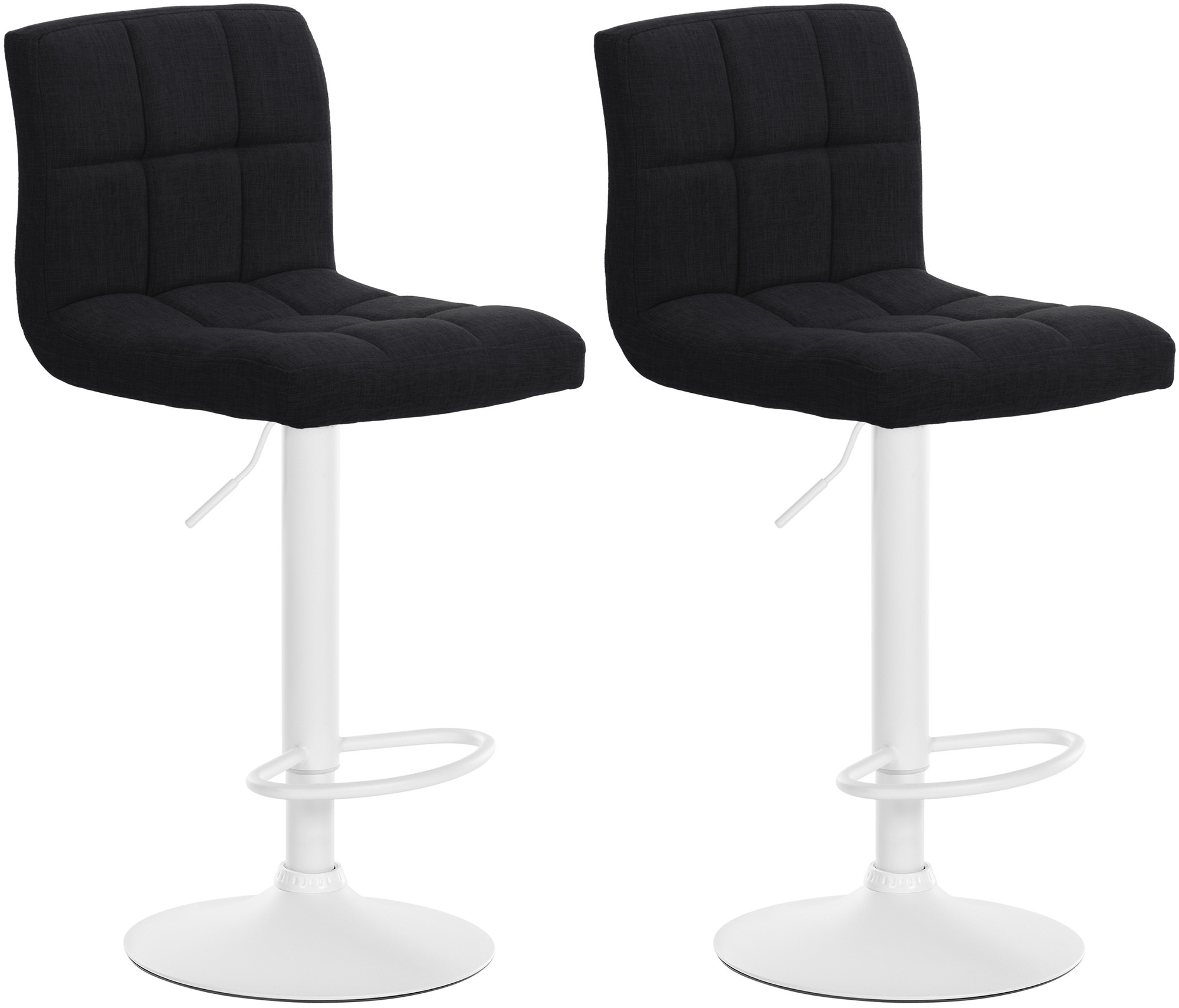 Lot de 2 tabourets de bar Calma tissu Métal blanc mat Noir