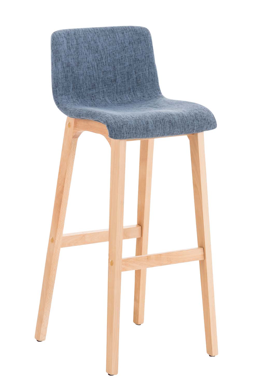 Tabouret de bar Hover Assise en Tissu pieds Bois Nature Bleu