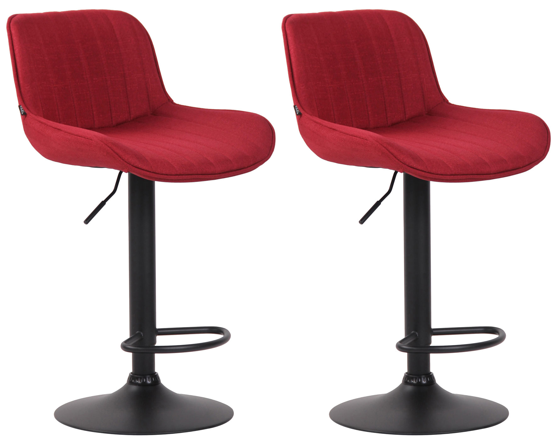 Lot de 2 Tabourets de bar Lentini en Tissu Pied trompette en Métal Rouge Noir