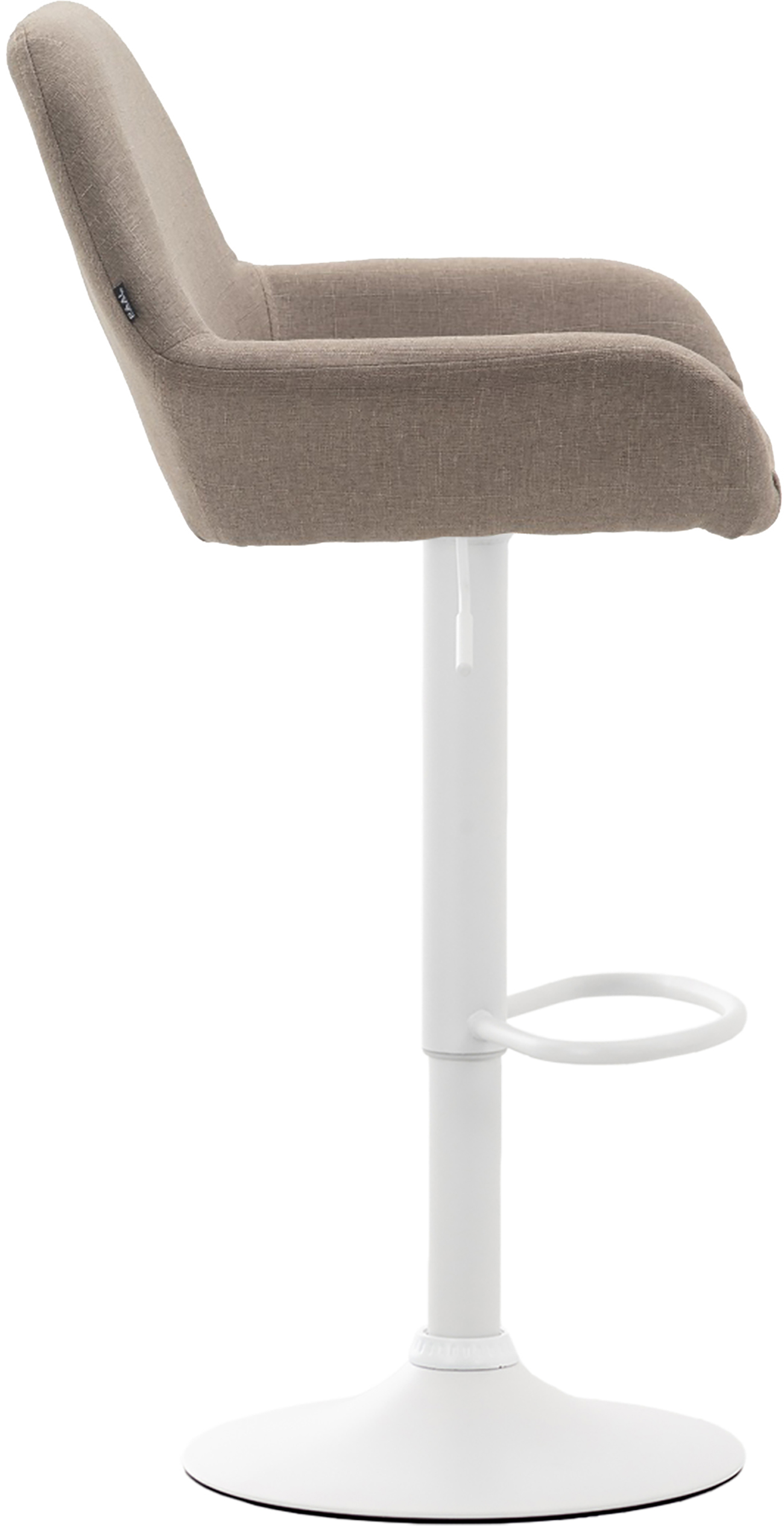 Tabouret de bar Braga tissu avec pied en métal Taupe Blanc