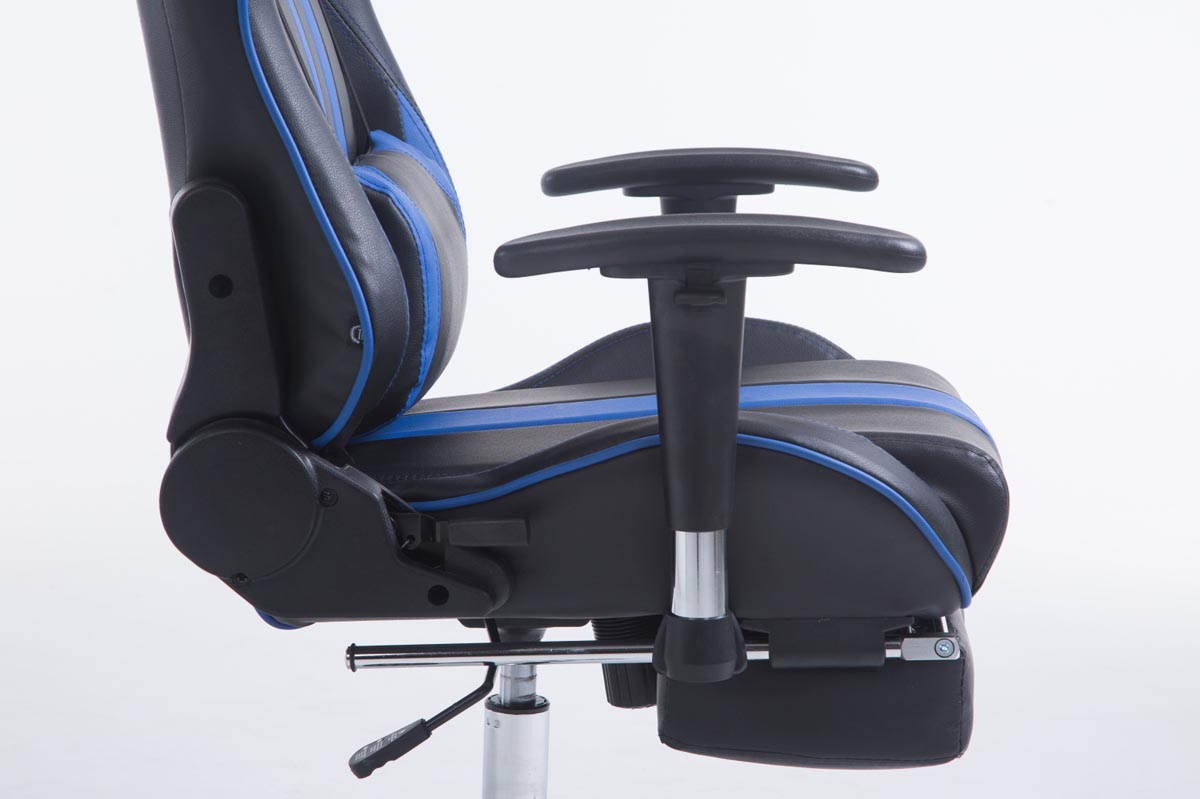 Fauteuil de bureau Limit similicuir avec ou sans Repose-pieds téléscopique Noir / Bleu avec repose-pieds