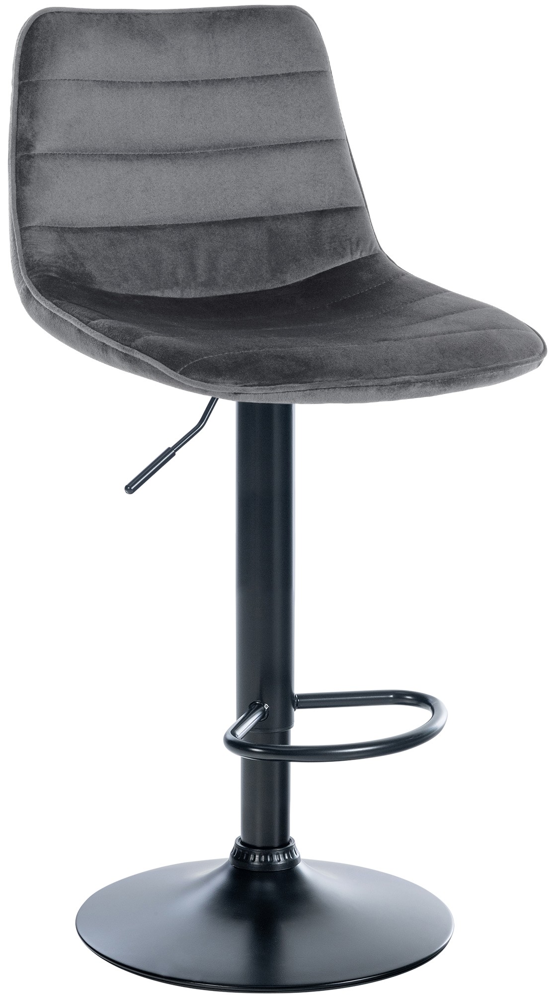 Tabouret de bar Lex en Velours Pied trompette en Métal Gris foncé Noir