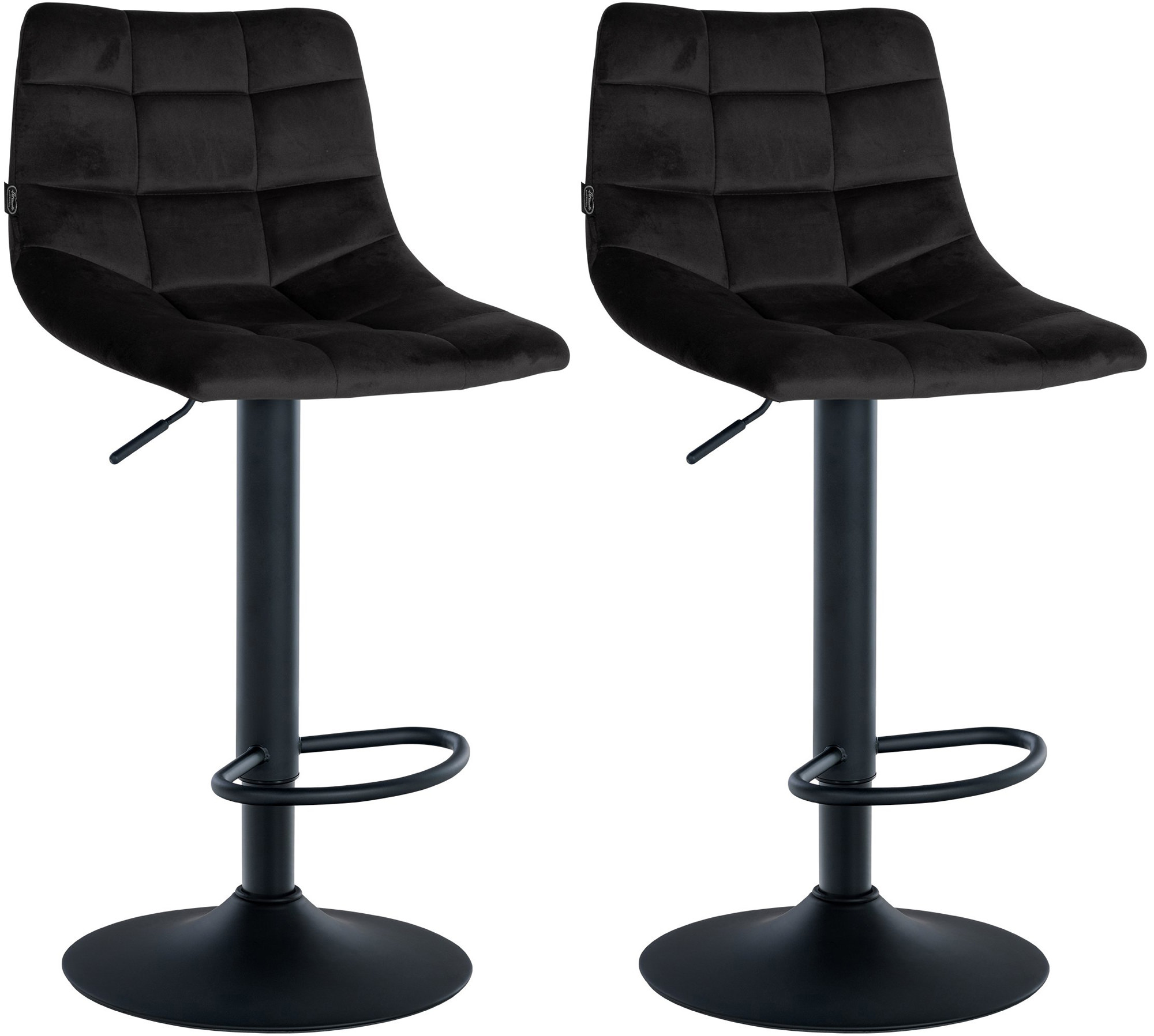 Lot de 2 tabourets de bar Jerry velours Noir Noir