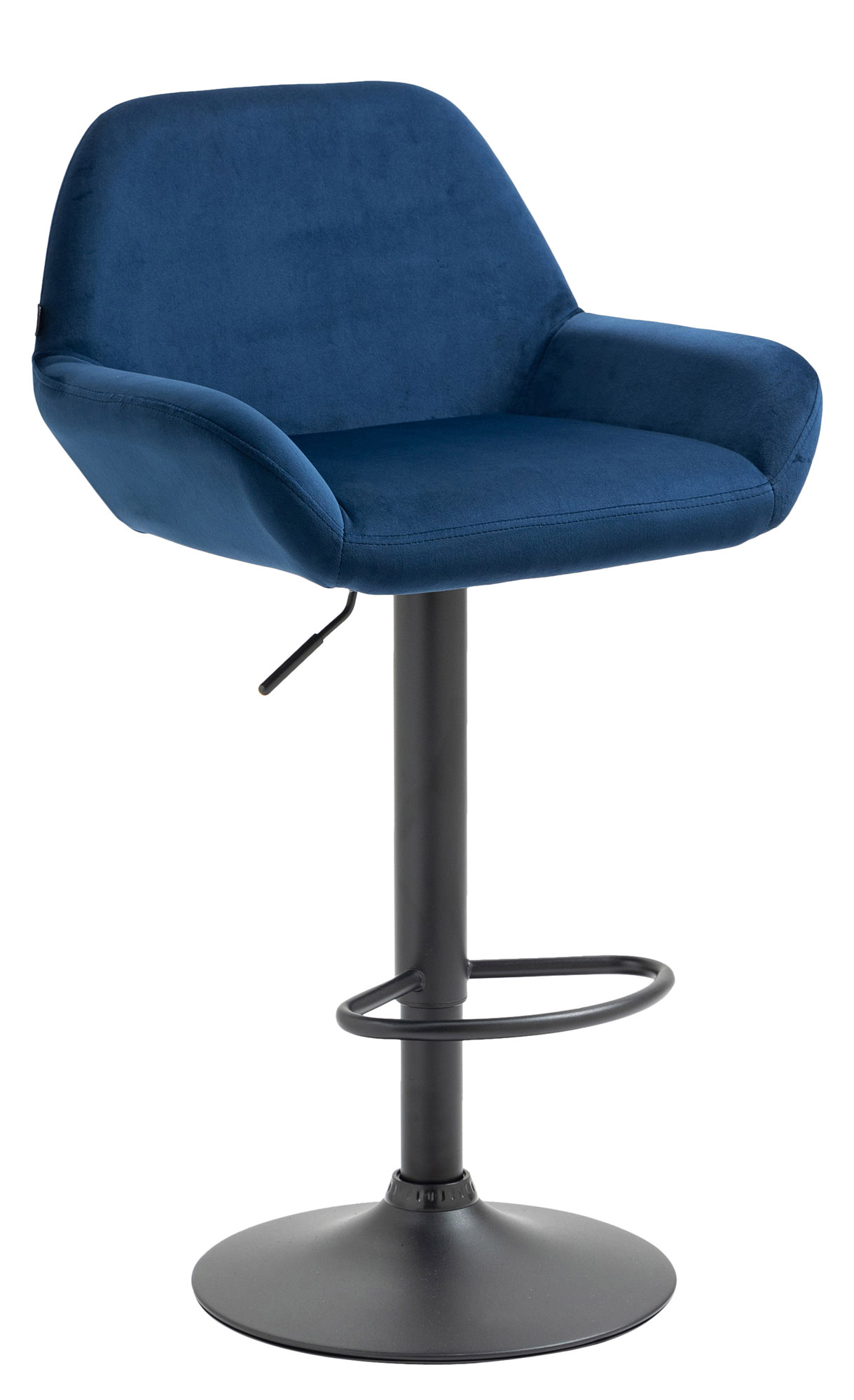 Tabouret de bar Braga Velours avec pied en métal réglable et pivotant Bleu Noir