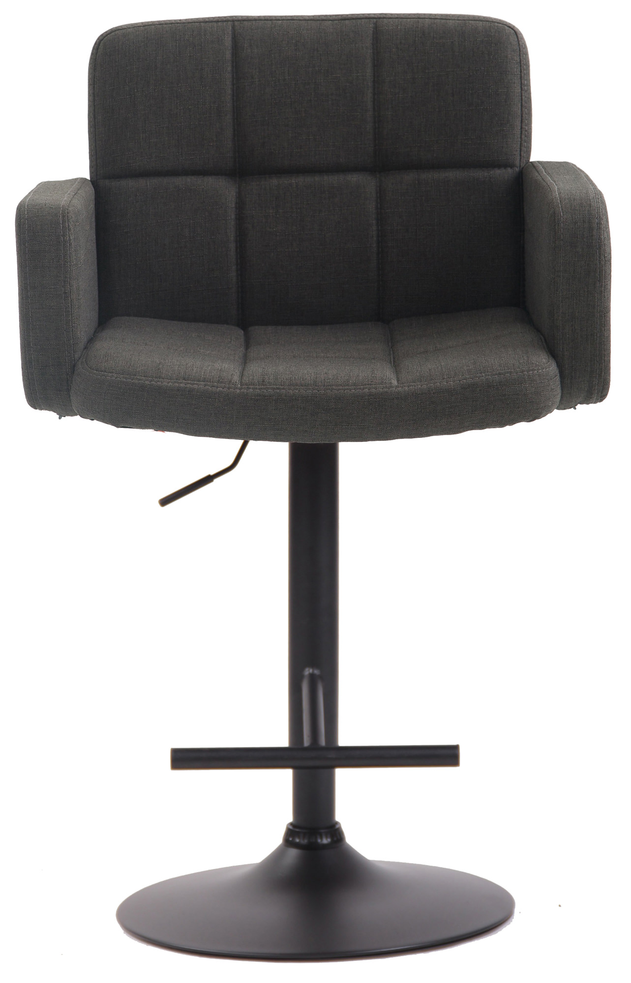 Tabouret de bar Los Angeles tissu avec pied en métal Gris foncé Noir