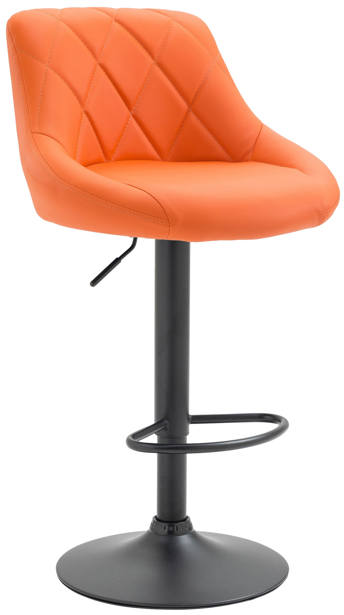 Tabouret de bar Lazio en similicuir avec pied en métal Orange Noir