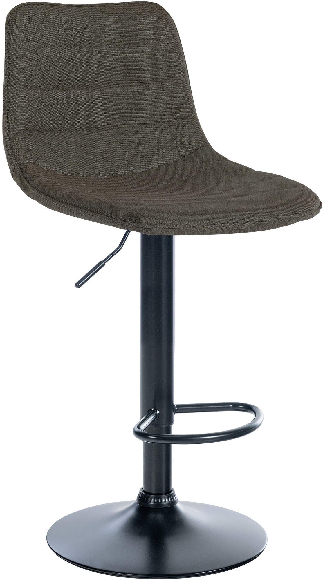 Tabouret de bar Lex en Tissu Pied trompette en Métal Taupe Noir