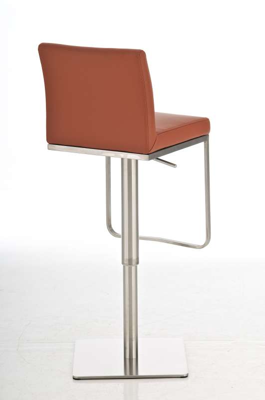 Tabouret de bar Panama en similicuir avec pied en métal Marron clair Acier inoxydable