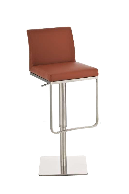 Tabouret de bar Panama en similicuir avec pied en métal Marron clair Acier inoxydable