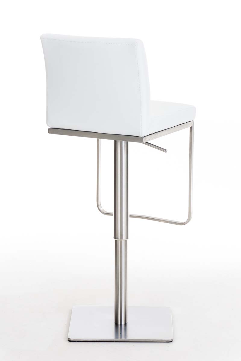 Tabouret de bar Panama en similicuir avec pied en métal Blanc Acier inoxydable