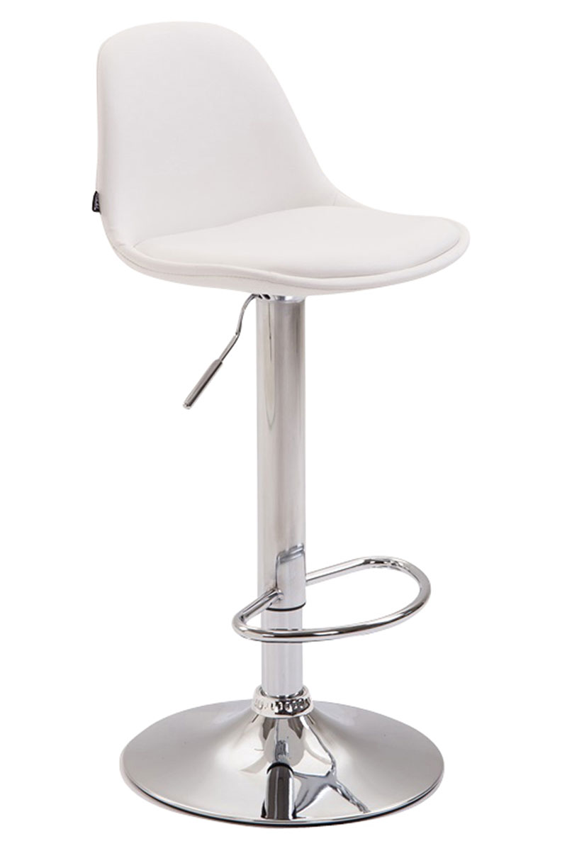 Tabouret de bar Kiel assise et dossier rembourrés similicuir Blanc Chrome