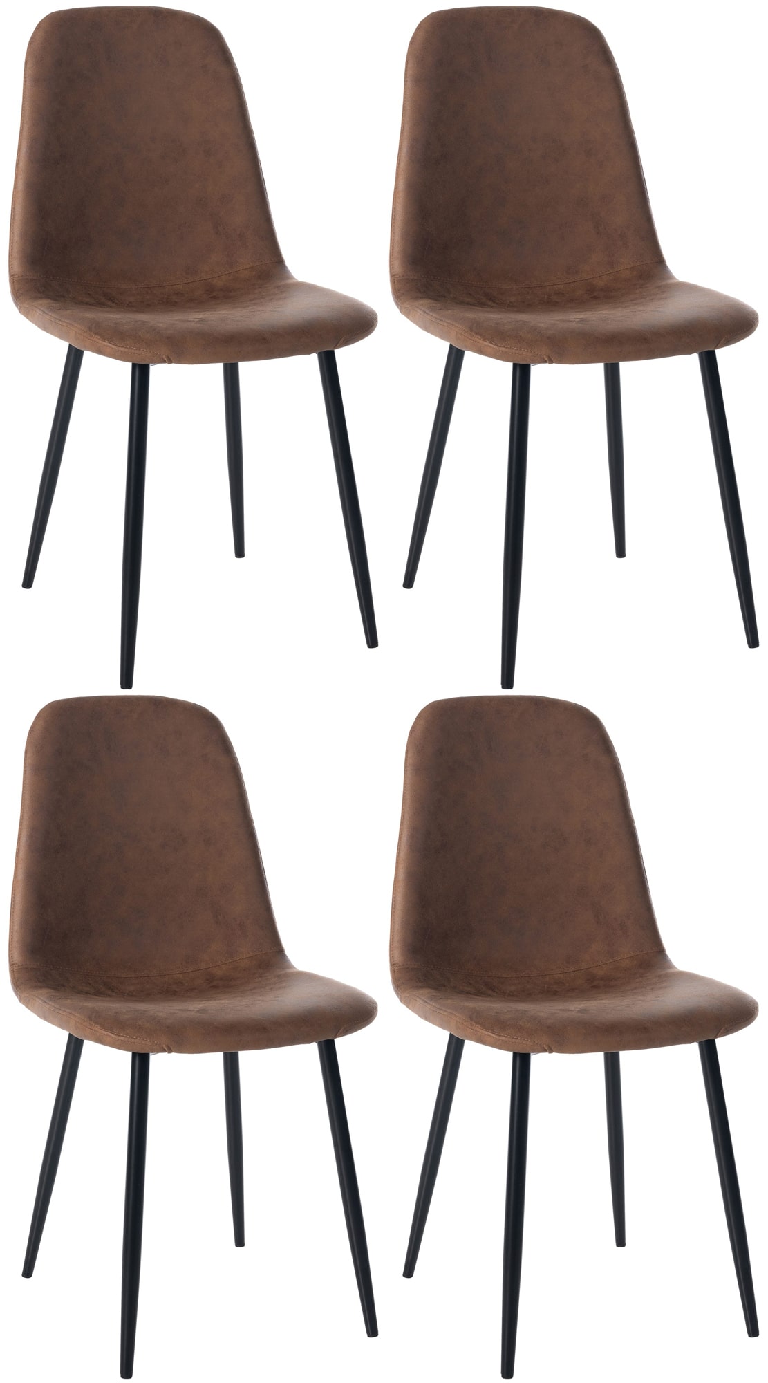 Lot de 4 Chaises de salle à manger Napier avec Piètement en métal noir Marron Similicuir