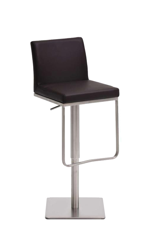 Tabouret de bar Panama en similicuir avec pied en métal Marron Acier inoxydable