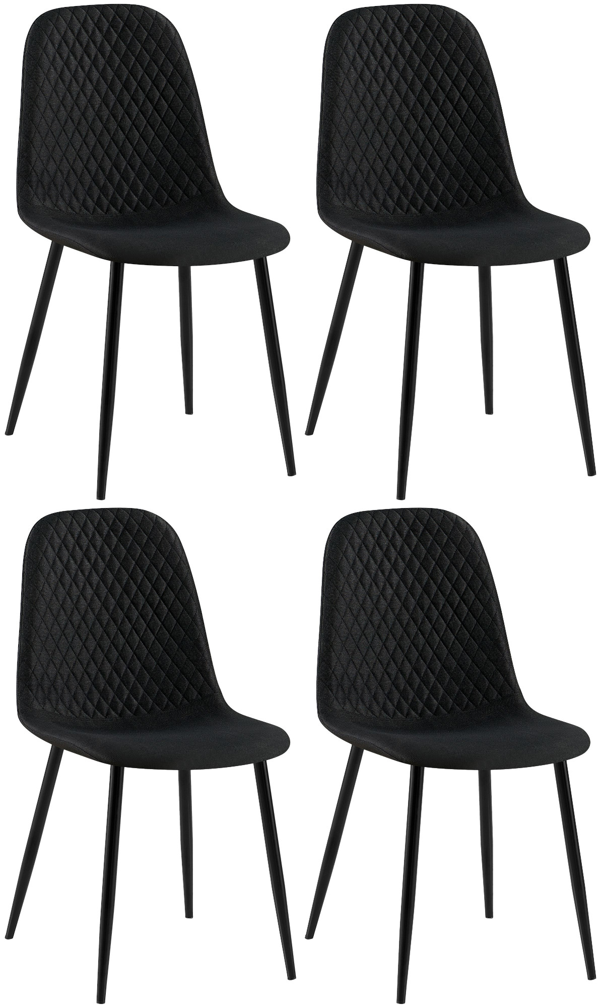 Lot de 4 Chaises de salle à manger Giverny avec Piètement en métal noir Noir Tissu