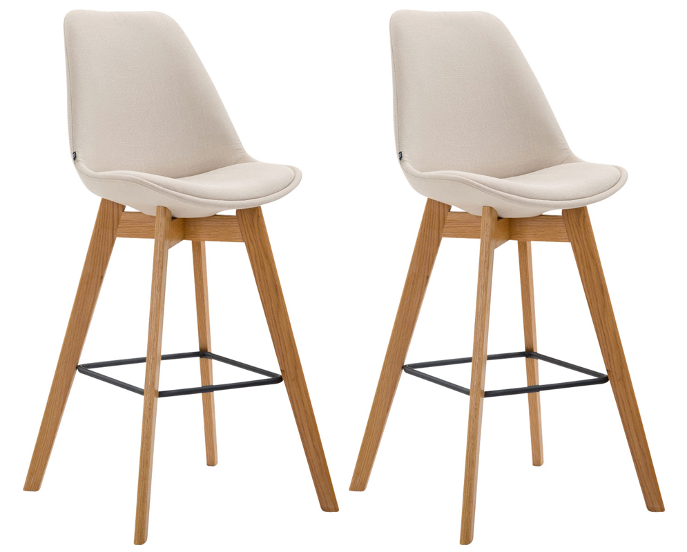 Lot de 2 tabourets de bar Metz en tissu Crème Nature