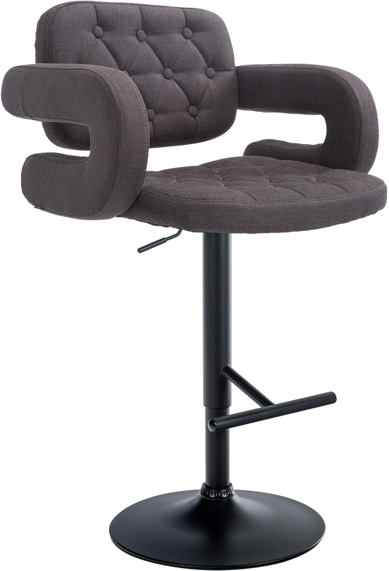 Tabouret de bar Dublin Tissu avec pied en métal Gris foncé Noir