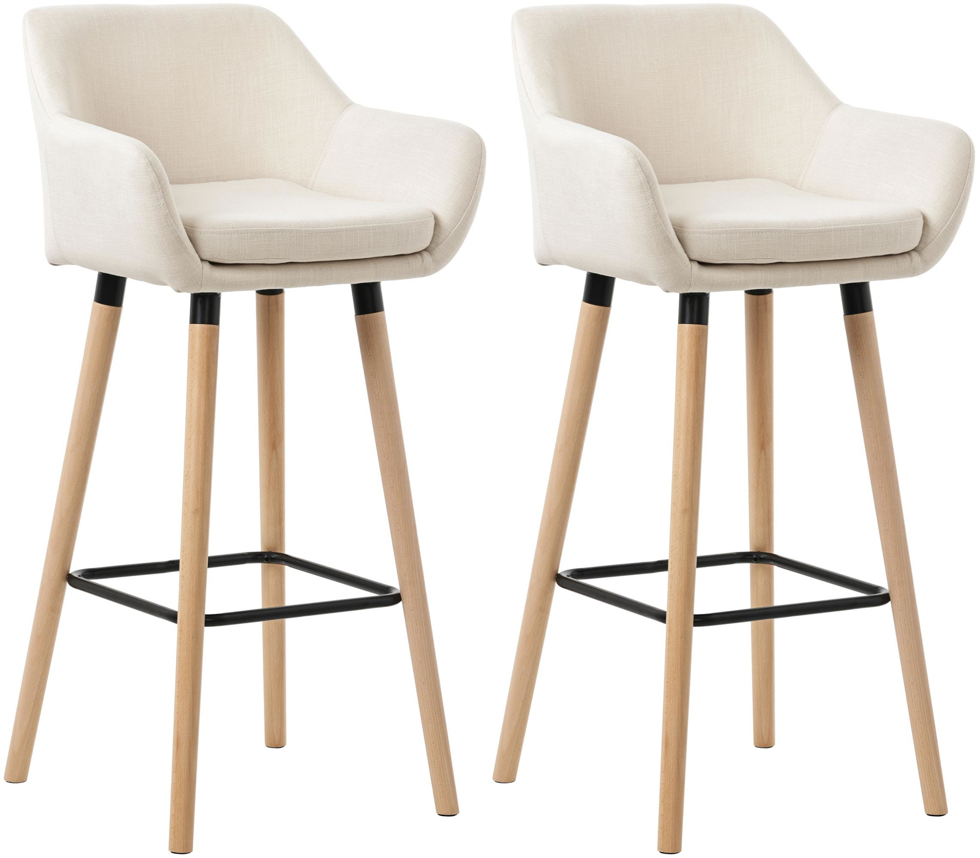 Lot de 2 tabourets de bar Grant en tissu Beige