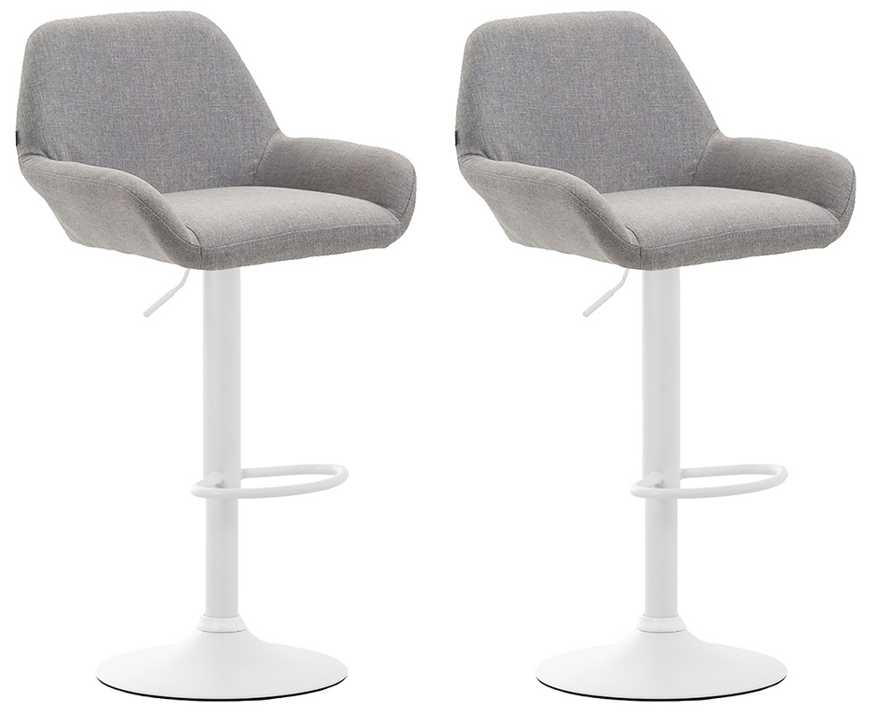 Lot de 2 tabourets de bar Braga en tissu Gris Blanc