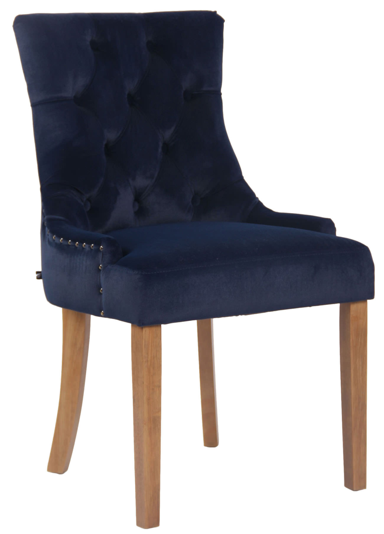 Chaise de salle à manger Aberdeen en Velours avec Piètement en bois d'hévéa Bleu Antique clair