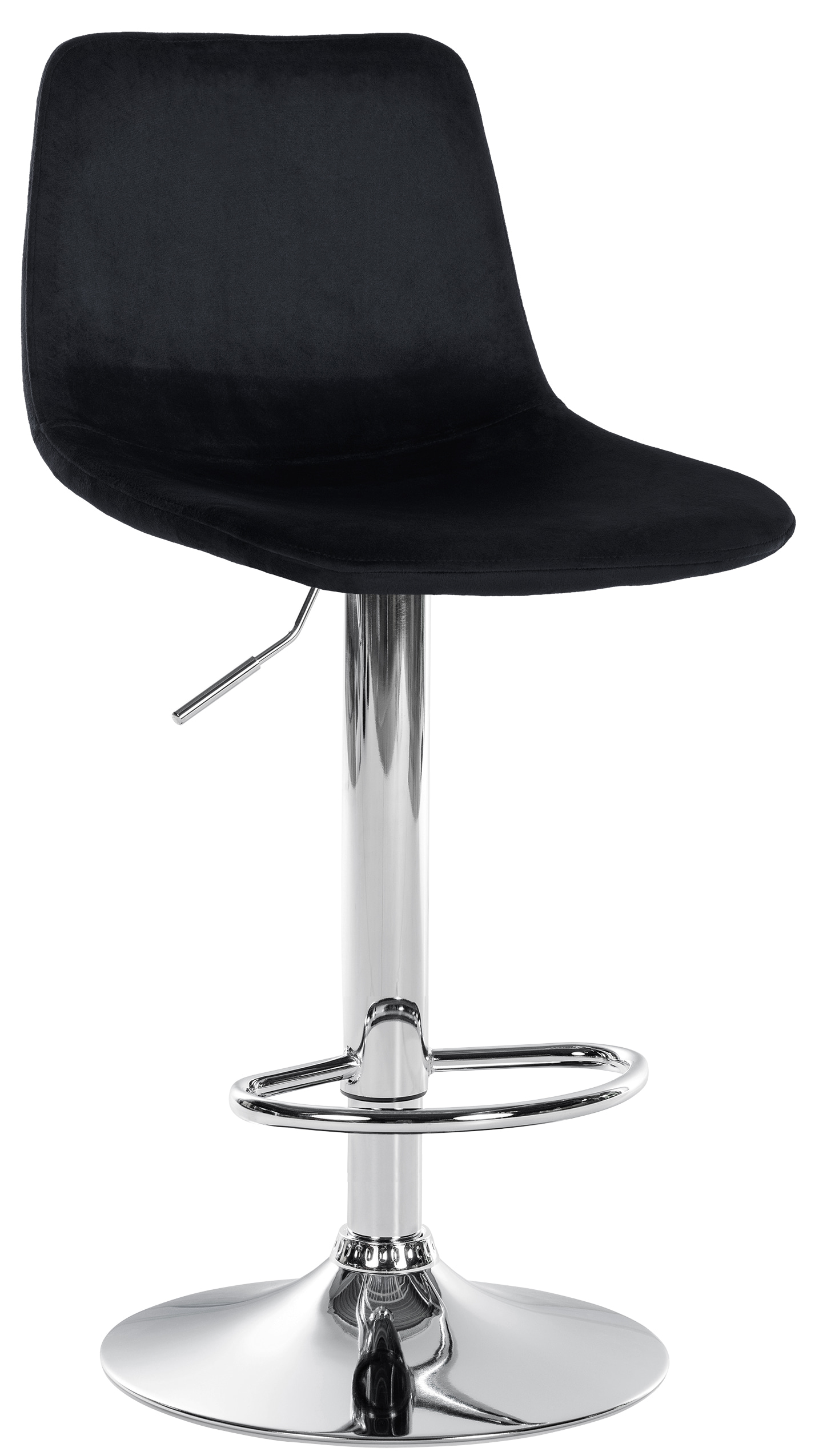 Tabouret de bar Divo en Velours Pied trompette en Métal Noir Chrome