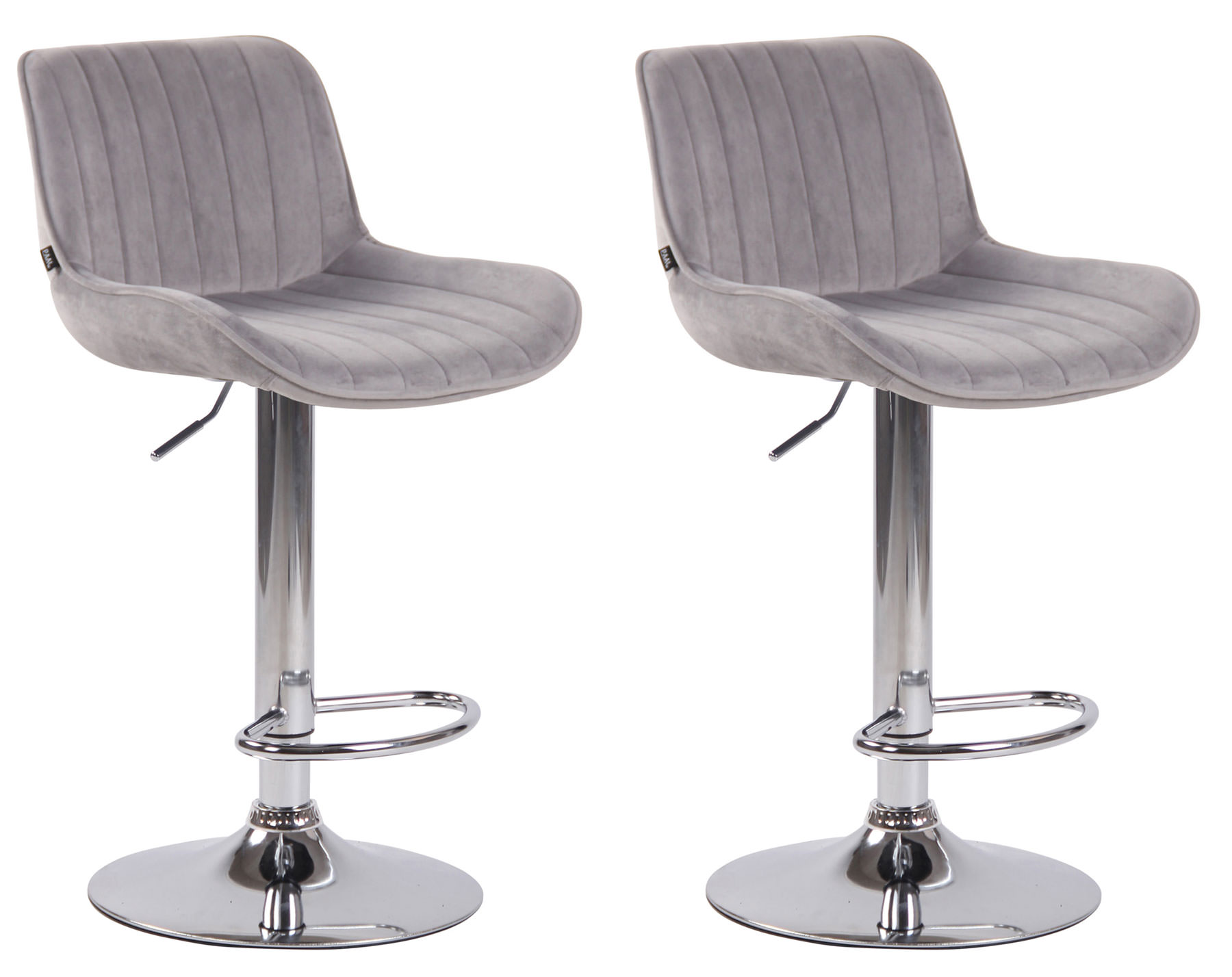 Lot de 2 Tabourets de bar Lentini en Velours Pied trompette en Métal Gris Chrome