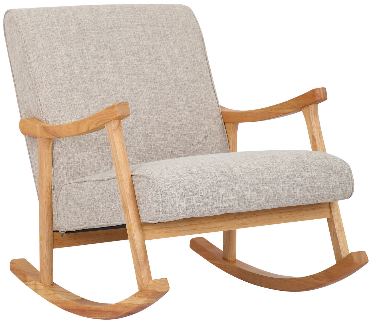 Chaise a bascule Morelia en tissu avec pieds nature Crème