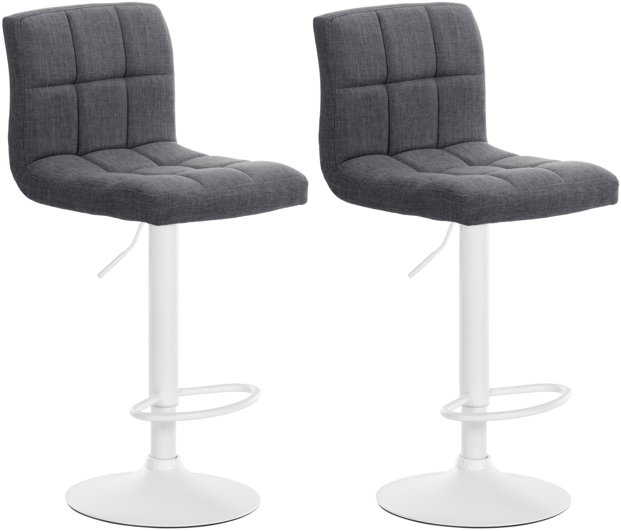 Lot de 2 tabourets de bar Calma tissu Métal blanc mat Gris clair