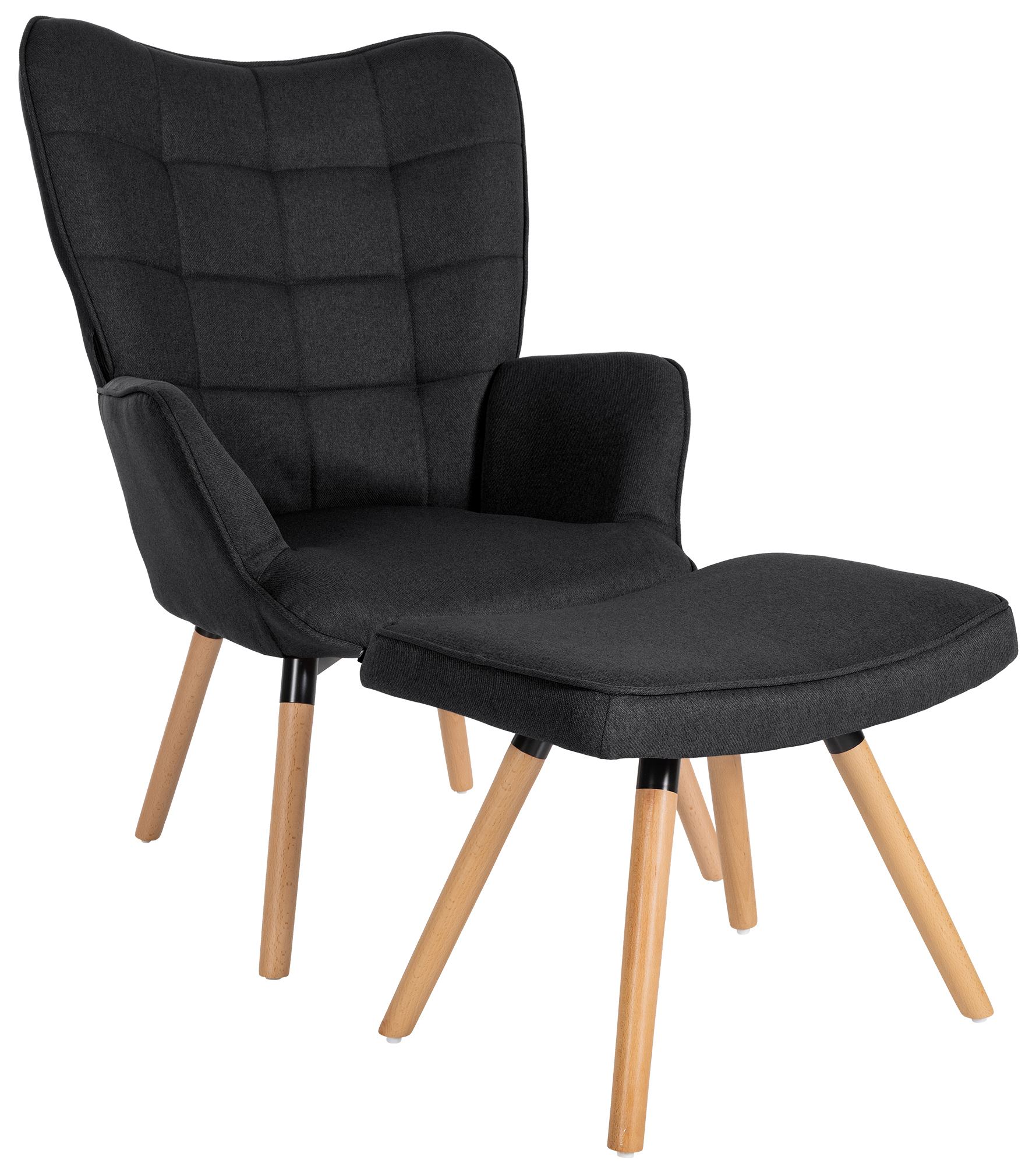 Fauteuil Garding avec repose-pieds Tissu Noir